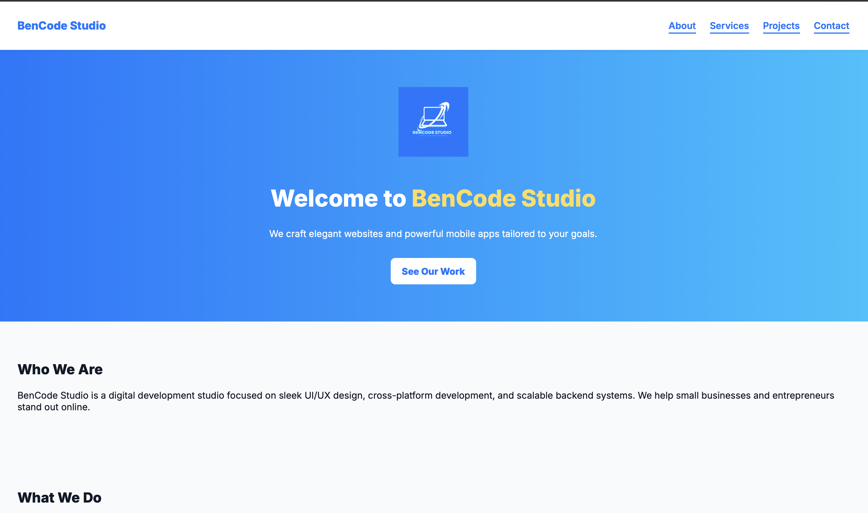BenCode Studio Website Screenshot